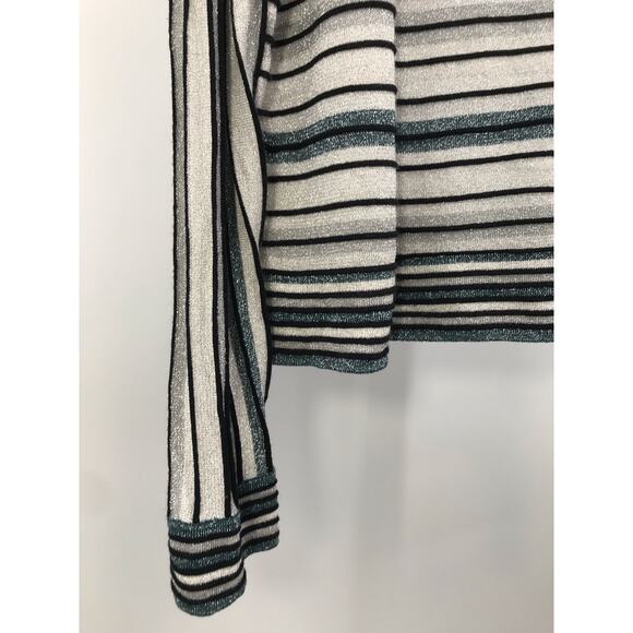 Ann Taylor Factory Metallic Striped Wide Collar Lightweight Sweater Size XL - Picture 3 of 7